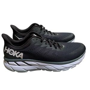Hoka One One Clifton 7 Mens Size 12 Black Running Lace Up Athletic Shoes